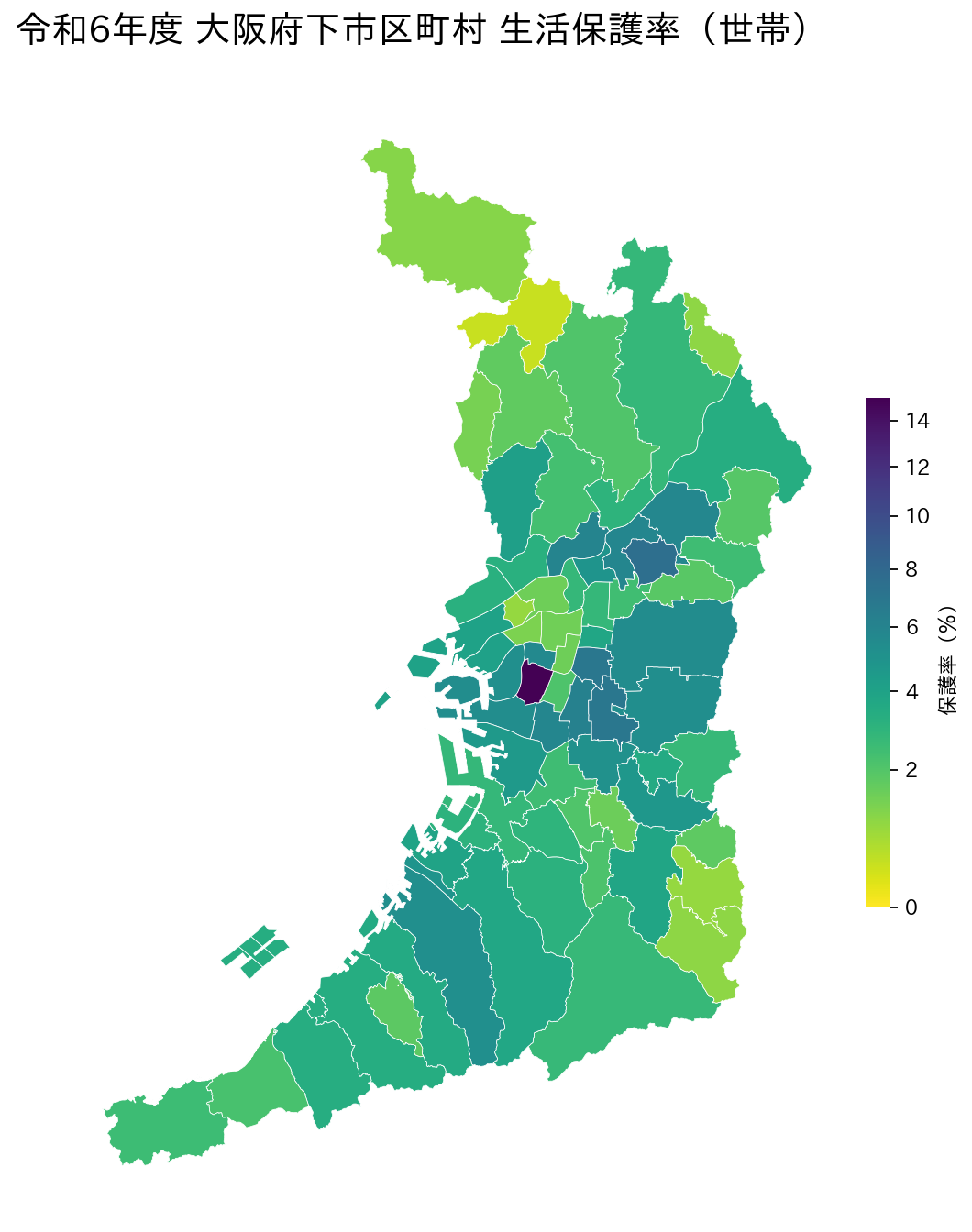 大阪府 生活保護率マップ 令和6年度｜市区町村別の実績データを色分けで可視化